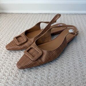 Kensie Brown Woven Slingback Flats with Buckle